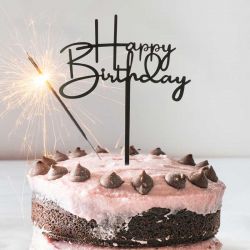 Cake Topper à gâteau Happy Birthday Noir