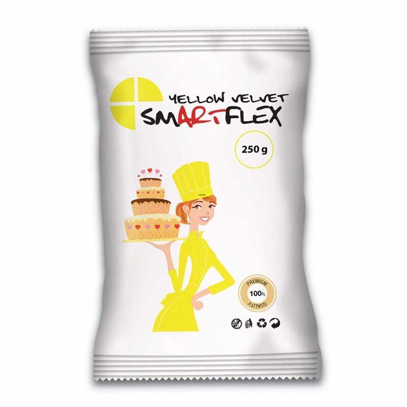 Pâte à sucre Velours 250g Smartflex couleurs Jaune Pâte à sucre Velours 250g Smartflex couleurs Jaune