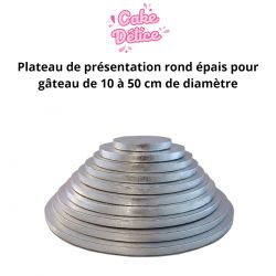 Plateau de présentation rond épais pour gâteau de 10 à 50 cm de diamètre