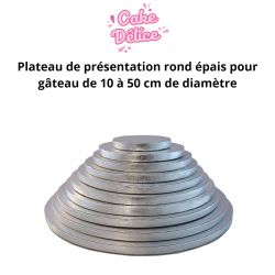 Plateau pâtissier alu or bords ronds 24 cm - supports a gateaux