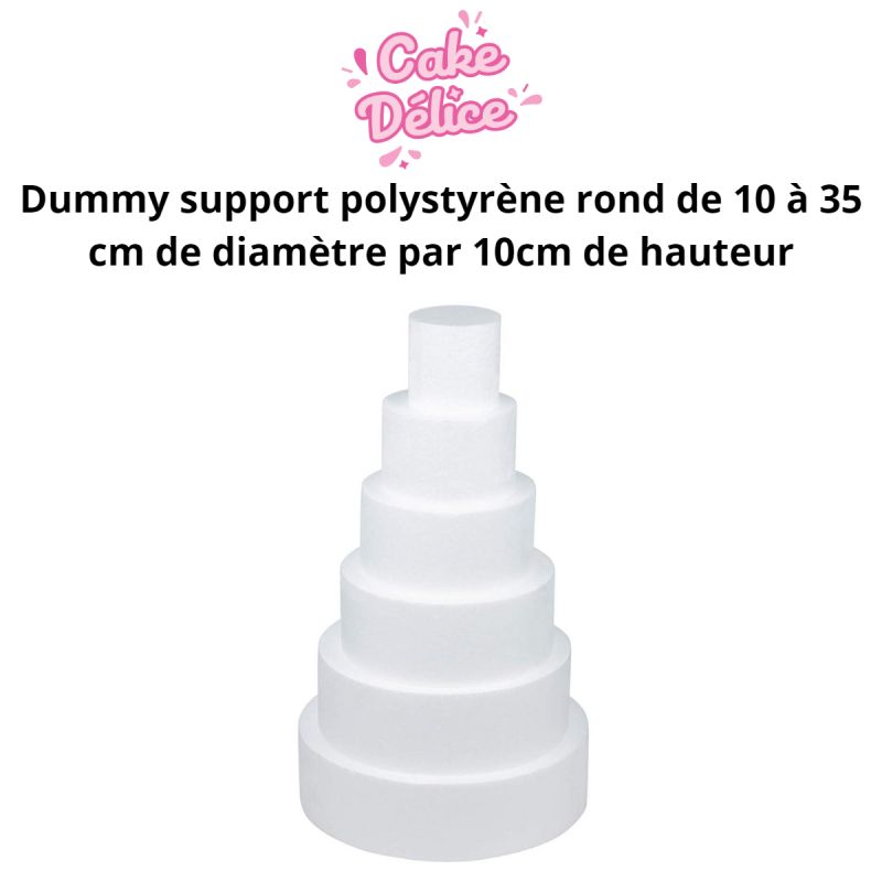 Dummy support polystyrène rond de 10 à 35 cm de diamètre par 10cm de hauteur