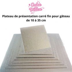 Plateau de présentation carré fin pour gâteau de 10 à 35 cm
