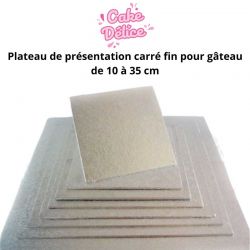 Plateau de présentation épais pour gâteau - rond - argent - 35 cm