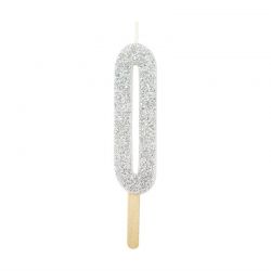 Bougie d'Anniversaire chiffre Argent paillette 0 PME