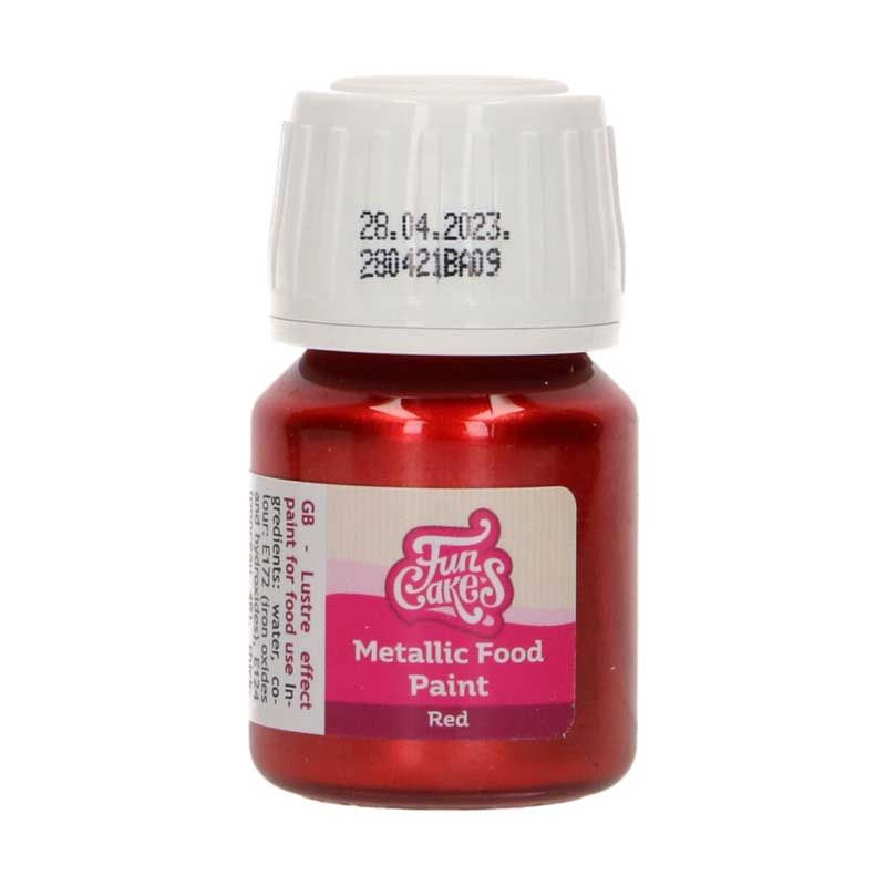 Peinture Alimentaire Métallique Rouge FunCakes à 7,29 €