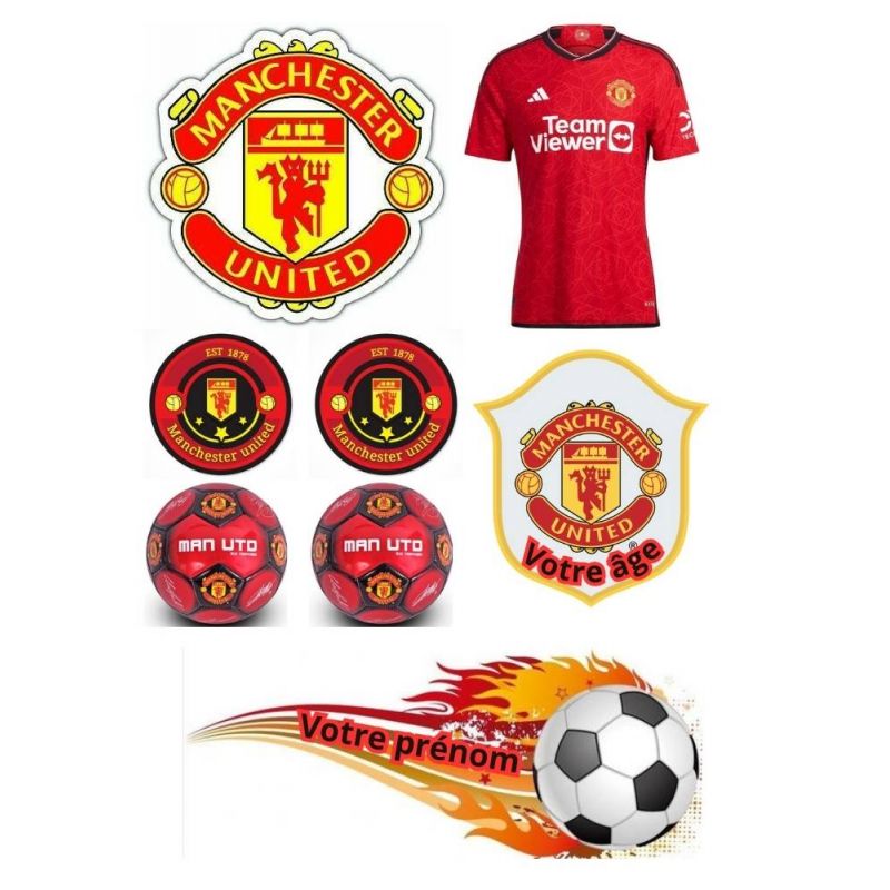 Kit de Montage de Toppers à Gâteau Personnalisés Manchester United Football