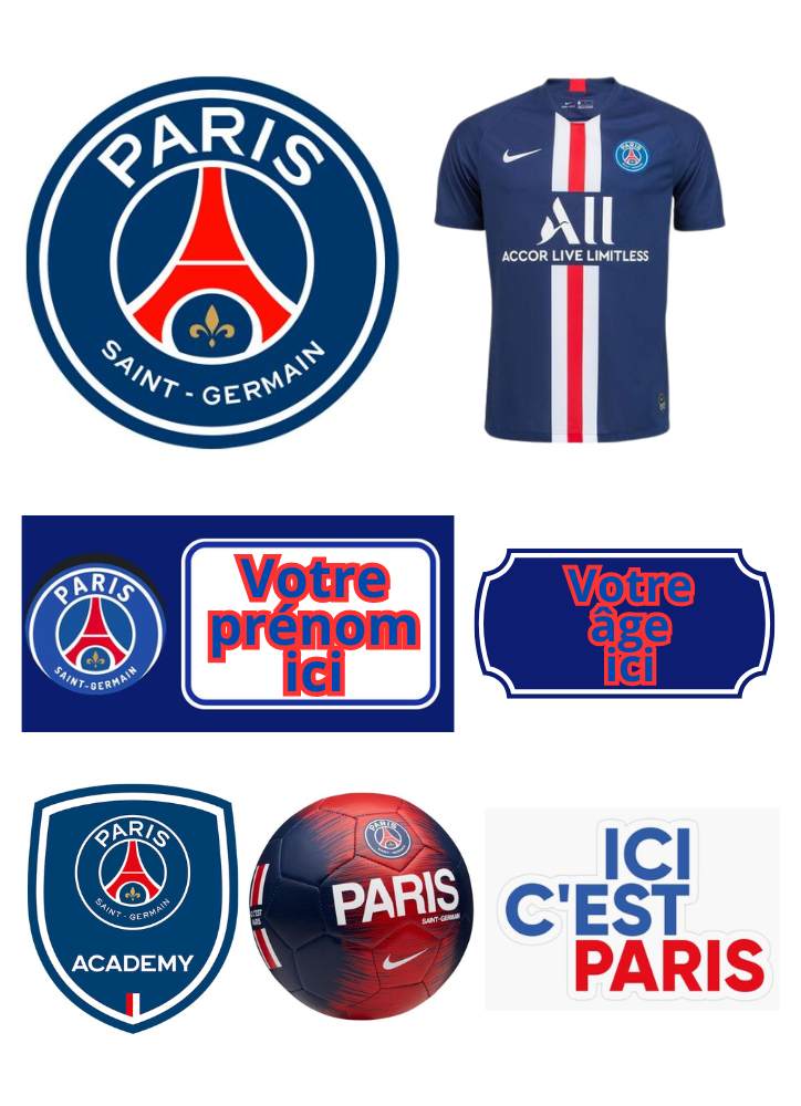 Kit de Montage de Toppers à Gâteau Personnalisés PSG Football dès