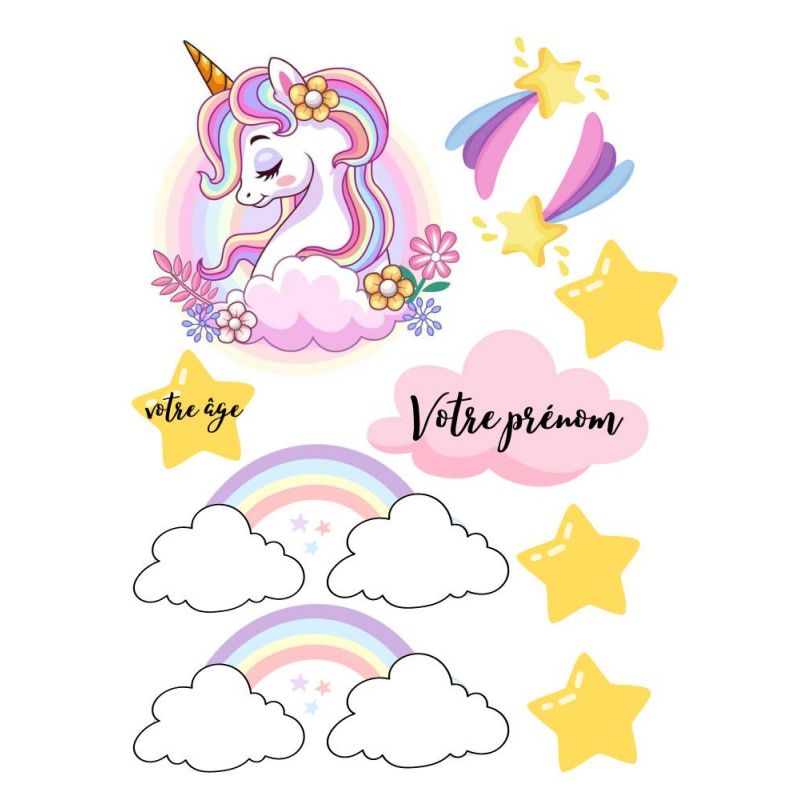 Kit de Montage de Toppers à Gâteau Personnalisés Licorne