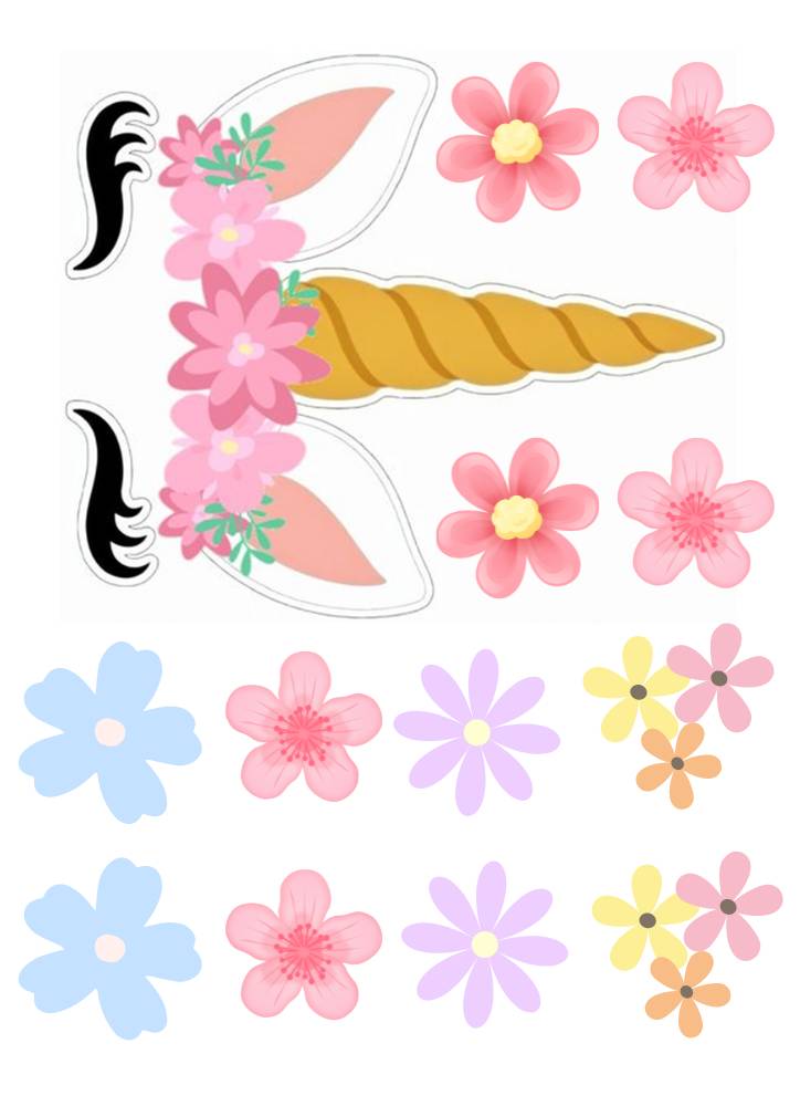 Cake topper assortis Joyeux anniversaire thème Licorne