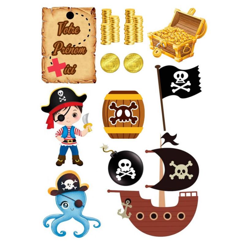 Kit de Montage de Toppers à Gâteau Personnalisés Petit Pirate