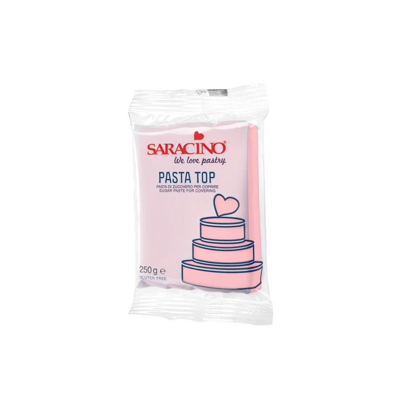 Pâte à sucre de couverture TOP 250gr Saracino couleurs Rose bébé Pâte à sucre de couverture TOP 250gr Saracino couleurs Rose bébé