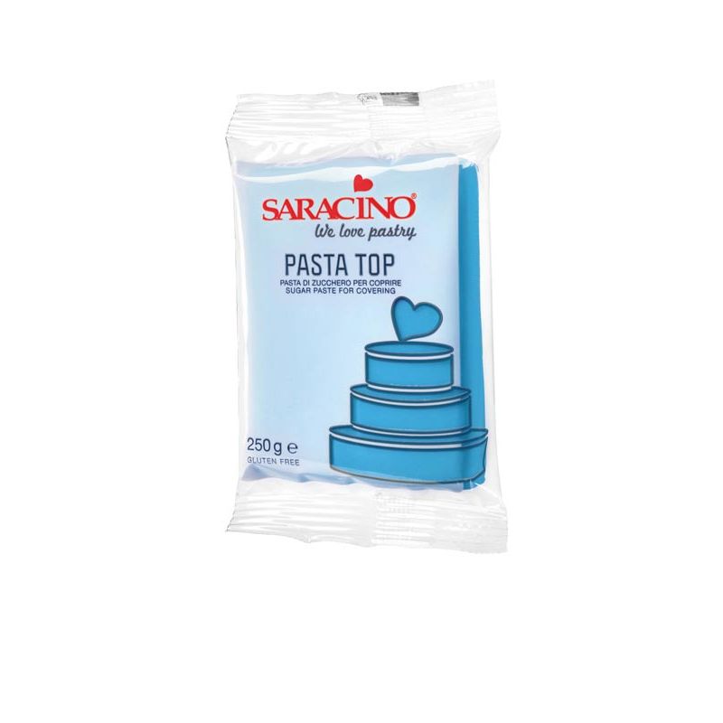 Pâte à sucre de couverture TOP 250gr Saracino couleurs Bleu ciel Pâte à sucre de couverture TOP 250gr Saracino couleurs Bleu ciel