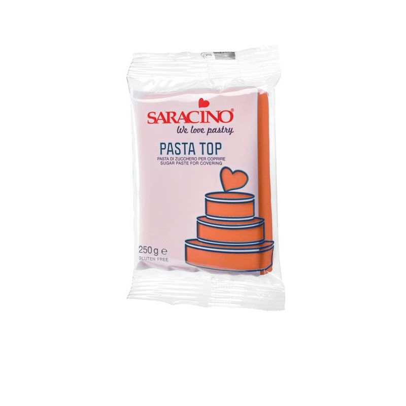Pâte à sucre de couverture TOP 250gr Saracino couleurs Orange Pâte à sucre de couverture TOP 250gr Saracino couleurs Orange