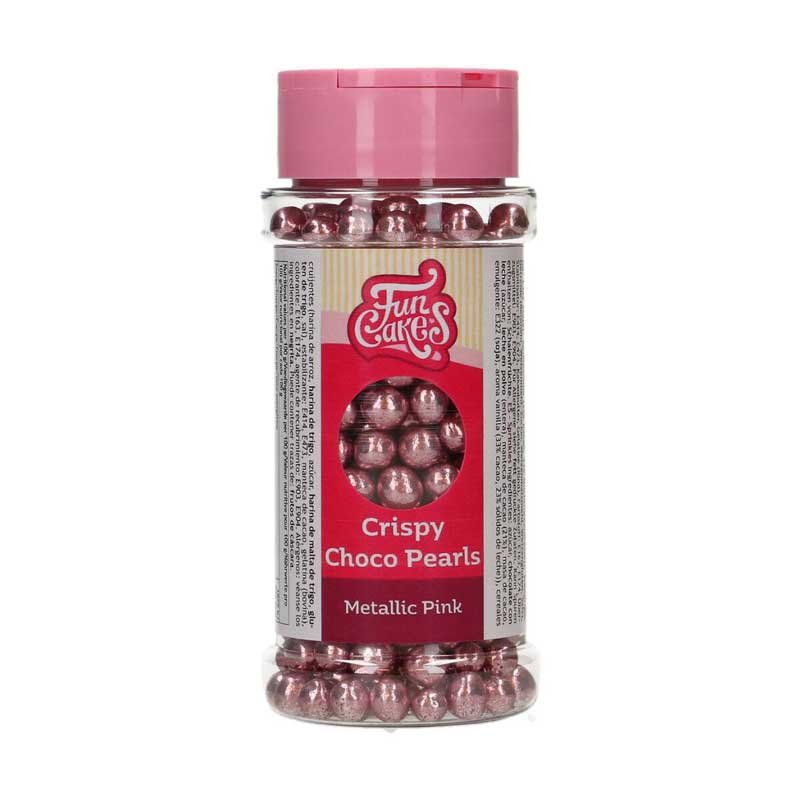 Perles de Chocolat Croquant FunCakes couleurs Rose métallique