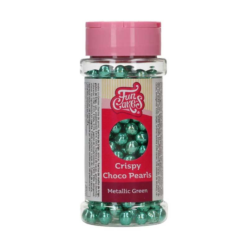 Perles de Chocolat Croquant FunCakes couleurs Vert métallique Perles de Chocolat Croquant FunCakes couleurs Vert métallique