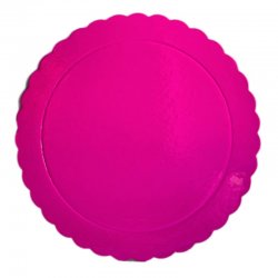 Plateau de présentation rond fin bord dentelle pour gâteau couleurs Fucshia