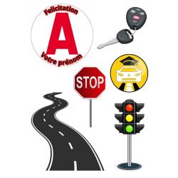Kit Topper Gâteau Permis de Conduire – Feuille Azyme ou Sucre à Personnaliser
