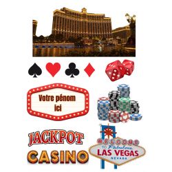 Kit Topper Gâteau Poker, Las-Vegas et Bet – Feuille Azyme ou Sucre à Personnaliser