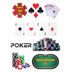 Kit Topper Gâteau Poker, Las-Vegas et Bet – Feuille Azyme ou Sucre à Personnaliser