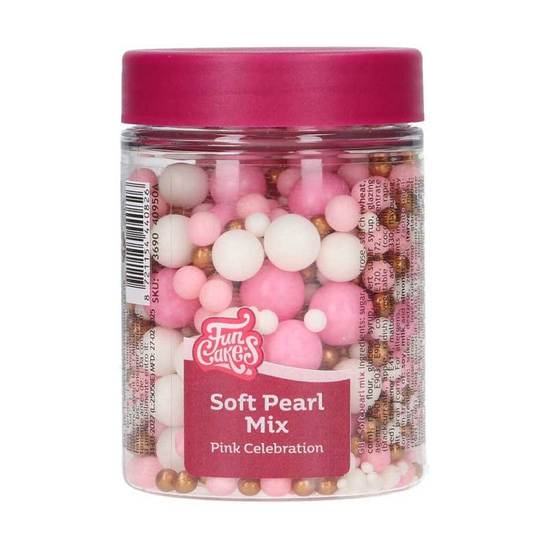 FunCakes Soft Pearls Mix – Perles Comestibles Douces pour Décoration Pâtissière Pink Celebration