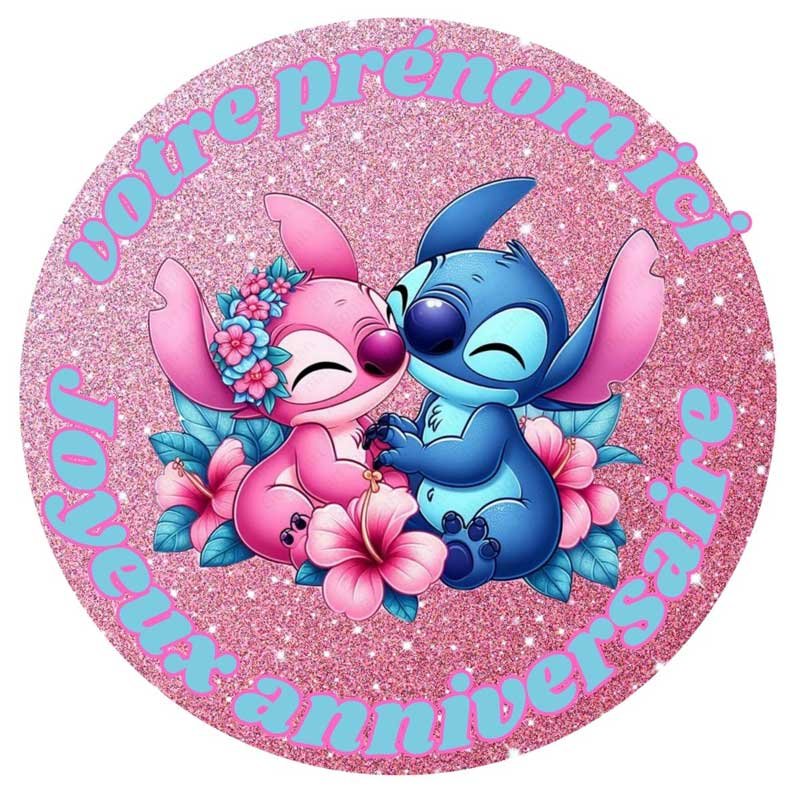 Disque Comestible déco gâteaux Stitch 20cm Disney