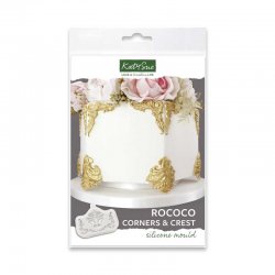 Katy Sue – Moule en Silicone Coins & Crête à Volutes Rococo – Décorations Gâteaux et Loisirs Créatifs