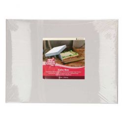 FunCakes – Boîte à Gâteaux Blanche 50 × 40 × 15 cm (Pack de 1) – Grand format rigide avec couvercle amovible