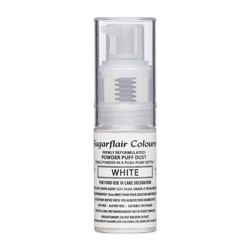 Sugarflair Puff Dust Blanc – Pompe Spray Poudre Comestible 10 g