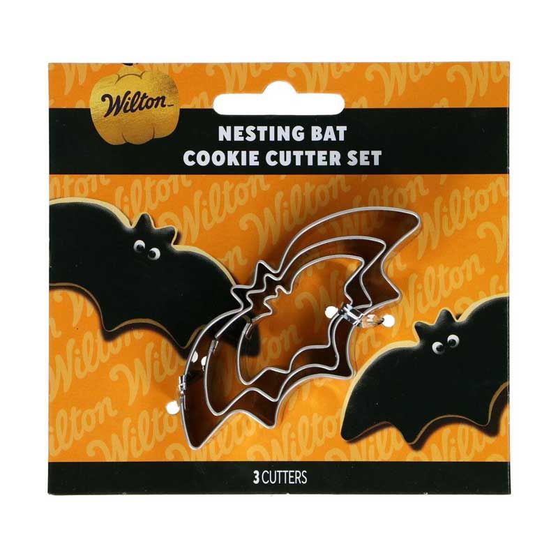 Ensemble de 3 Emporte-pièces “Chauve-souris” – Wilton (acier inox, spécial Halloween) Ensemble de 3 Emporte-pièces “Chauve-souris” – Wilton (acier inox, spécial Halloween)