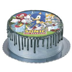 Disque azyme Sonic 20 cm – Décor comestible pour gâteau d’anniversaire