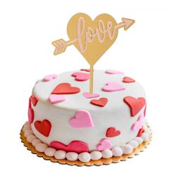Cake Topper “LOVE” Rose – 13 x 11 cm (Plastique PVC)