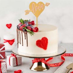 Cake Topper “LOVE” Rose – 13 x 11 cm (Plastique PVC)