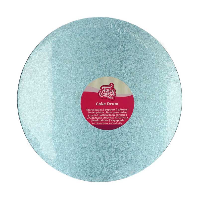Plateau Cake Drum Bleu Bébé Épais 12 mm – Rond FunCakes (Ø 30 cm), réutilisable