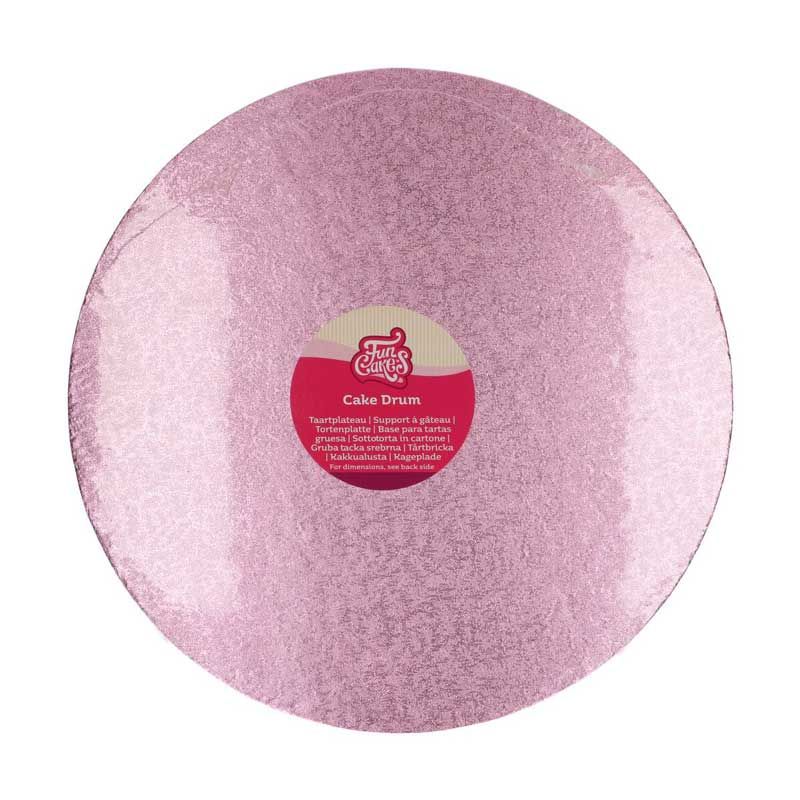 Plateau Cake Drum Rond 12 mm Rose Bébé FunCakes (Ø 35 cm) – Réutilisable & Ultra-rigide