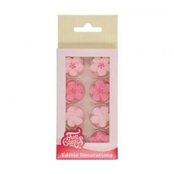 FunCakes Décorations en Sucre – Flower Mix Pink (Set de 24 fleurs 2,4 cm)