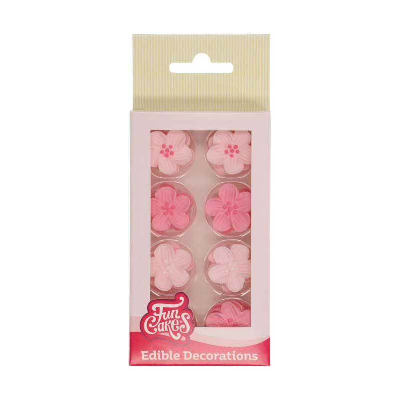 FunCakes Décorations en Sucre – Flower Mix Pink (Set de 24 fleurs 2,4 cm)