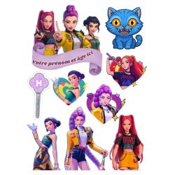 Impressions alimentaires personnalisées K-Pop Demon Hunter – Disque, Kit Topper, Cupcake & Sucette
