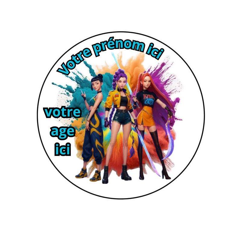 Impressions alimentaires personnalisées K-Pop Demon Hunter – Disque, Kit Topper, Cupcake & Sucette