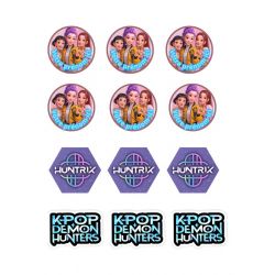Impressions alimentaires personnalisées K-Pop Demon Hunter – Disque, Kit Topper, Cupcake & Sucette