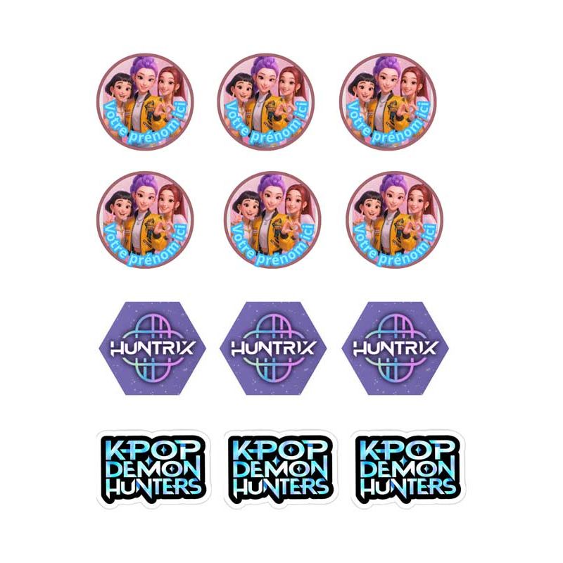 Impressions alimentaires personnalisées K-Pop Demon Hunter – Disque, Kit Topper, Cupcake & Sucette