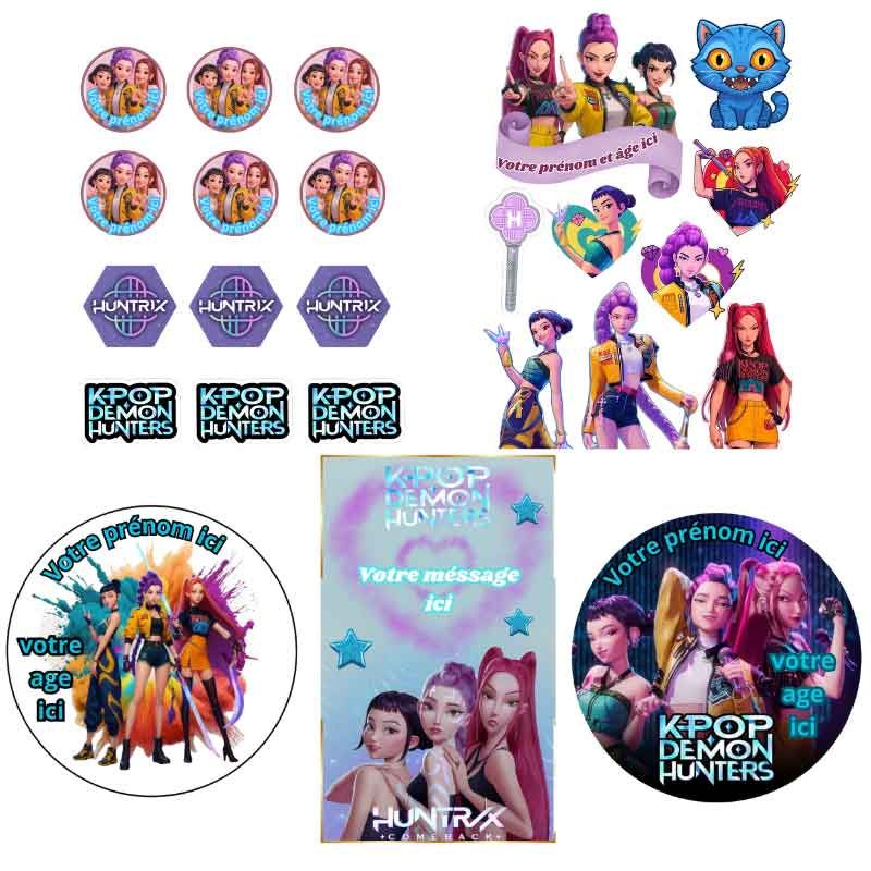 Impressions alimentaires personnalisées K-Pop Demon Hunter – Disque, Kit Topper, Cupcake & Sucette Impressions alimentaires personnalisées K-Pop Demon Hunter – Disque, Kit Topper, Cupcake & Sucette