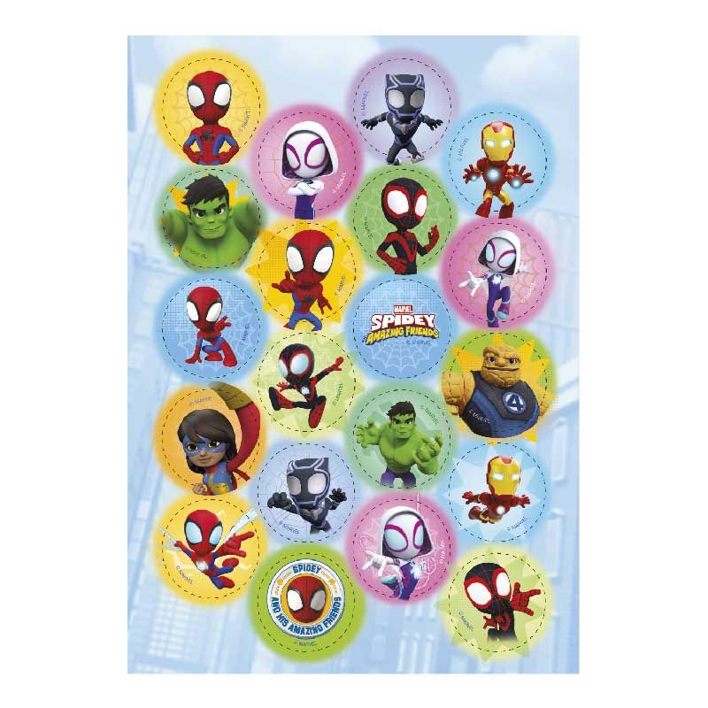 Mini Disques Comestibles Spidey Ø 3,4 cm Zéro – Décorations Gâteau Sans Gluten et Sans Sucre Ajouté
