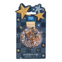 PME Sprinkles Étoiles Or & Argent – Décorations à Saupoudrer (25 g)