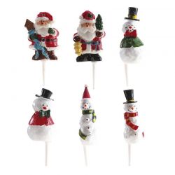 Figurines de Noël en Plastique 4,5 cm – Bonhomme de Neige & Père Noël – Lot de 4 Pièces Aléatoires