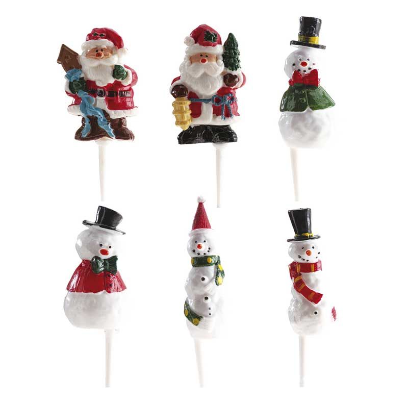 Figurines de Noël en Plastique 4,5 cm – Bonhomme de Neige & Père Noël – Lot de 4 Pièces Aléatoires