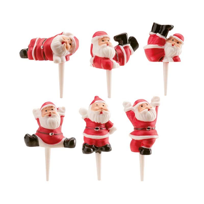 Mini Père Noël en plastique rouge 6 cm – Assortiment aléatoire (x3) pour déco de gâteaux et desserts