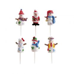 Mini Décors Noël en Plastique 3,5 cm – Bonhommes de Neige & Père Noël (lot de 3 pièces aléatoires)