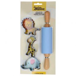 Wilton Kit de Pâtisserie Enfant – Emporte-pièces Animaux Sauvages + Rouleau | Wild Animals Set/4