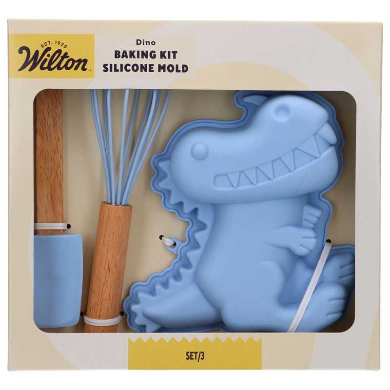 Wilton – Kit de Pâtisserie Enfant Moule Silicone Dinosaure Set/3 – Gâteau Ludique & Créatif