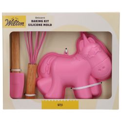 Wilton – Kit de Pâtisserie Enfant Moule en Silicone Licorne Set/3 | Créativité, Fun & Gâteaux Magiques